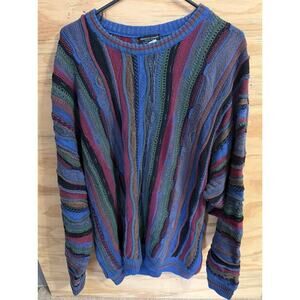 VTG Men's Franco Dante Coogi Style Sweater 2x Textured Knit Striped